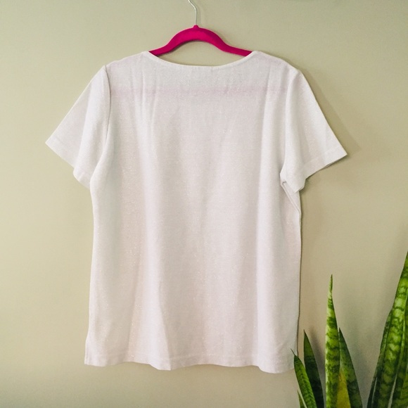 ♦️ Buy 2 Get 1 Free White silver metallic shirt sleeve top KL Concepts - Picture 4 of 4